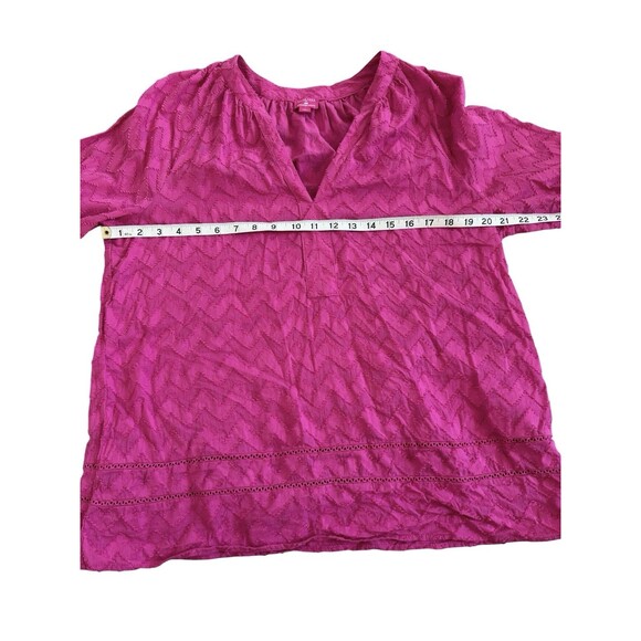 Trina Turk Pink Boho Blouse Textured Chevron Eyelet Beachy Coverup Top Resort L - Picture 3 of 7